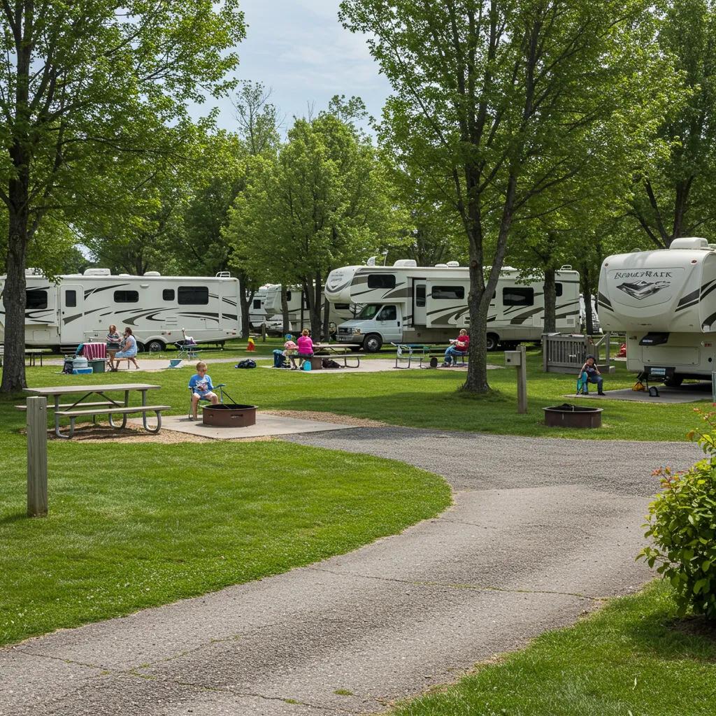 Inviting campground scene with families enjoying outdoor hospitality