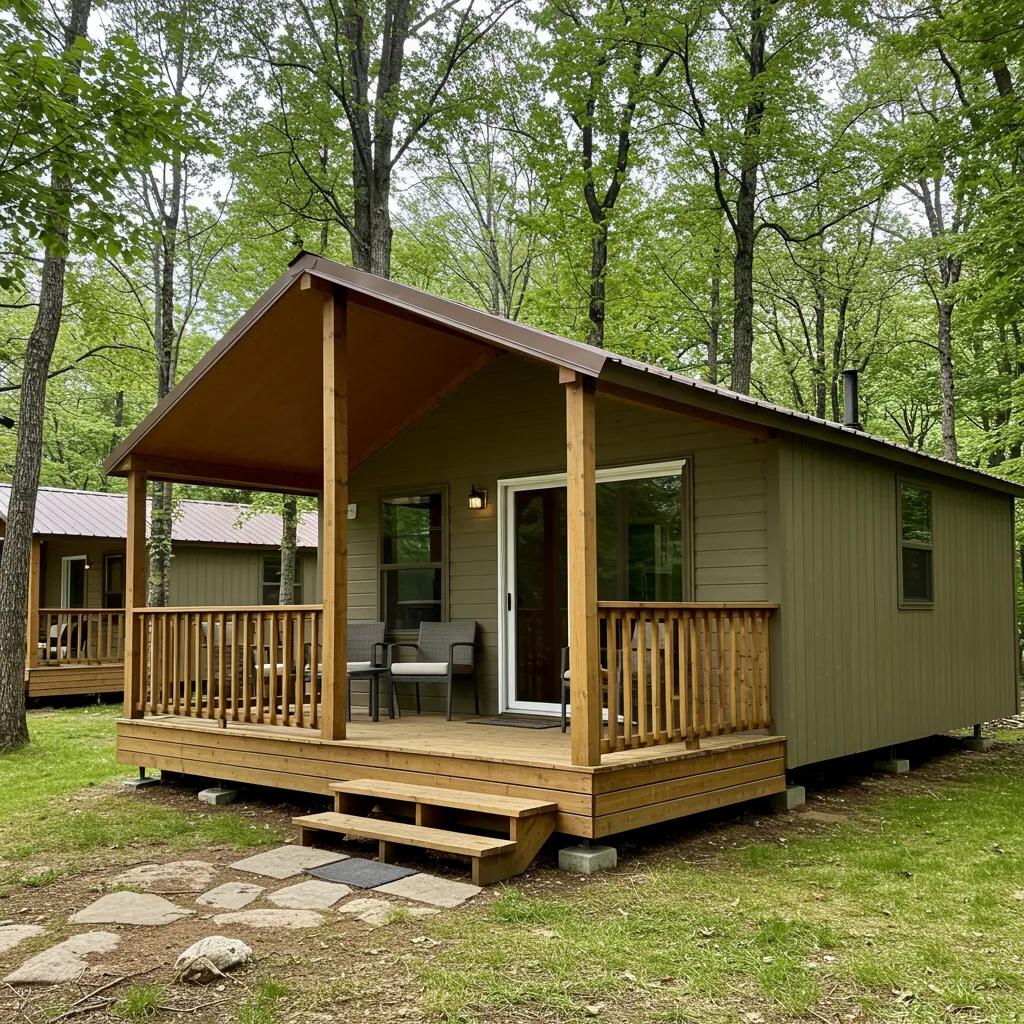 Luxury glamping cabin in Michigan surrounded by nature, ideal for family and couple getaways