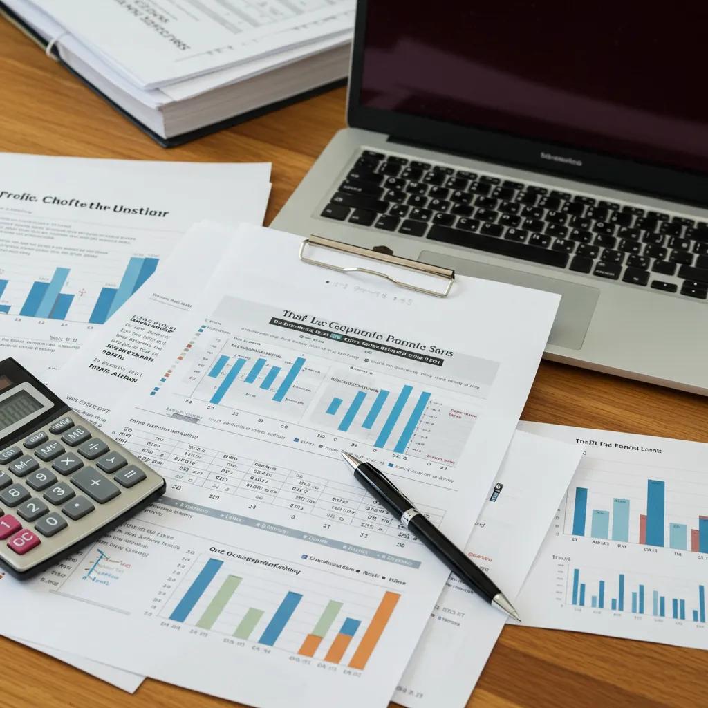 Organized workspace with financial documents for campground sales, emphasizing the importance of financial preparation