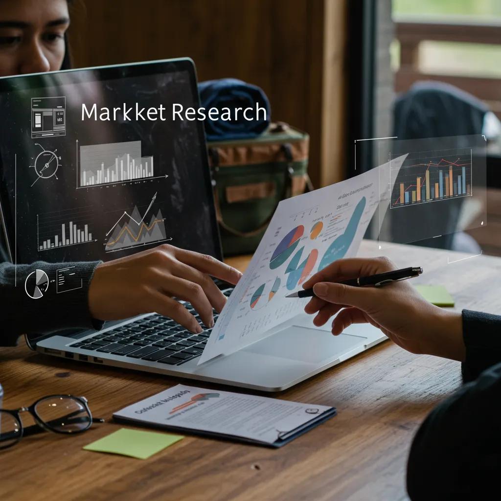 Person conducting market research for campground valuation in a cozy office setting