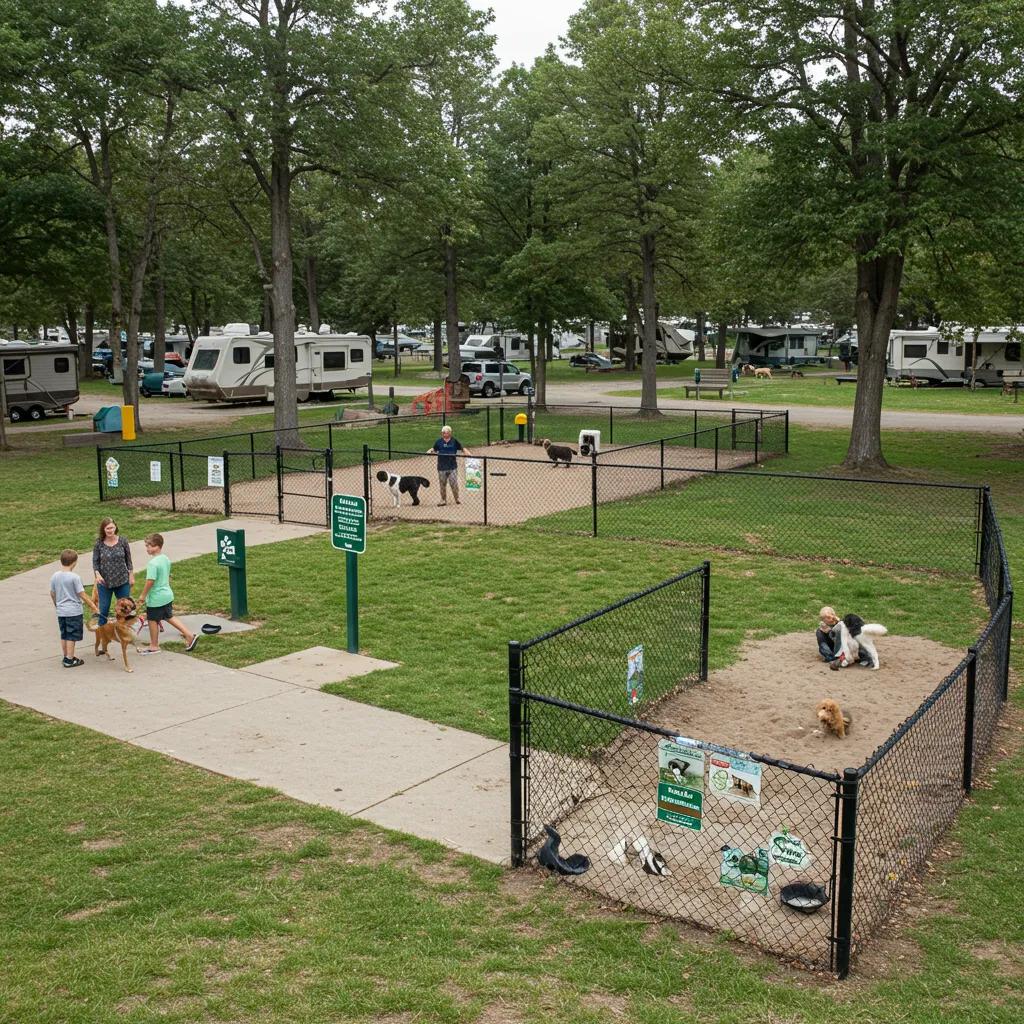Pet-friendly campground with a dog park and amenities for pets and owners