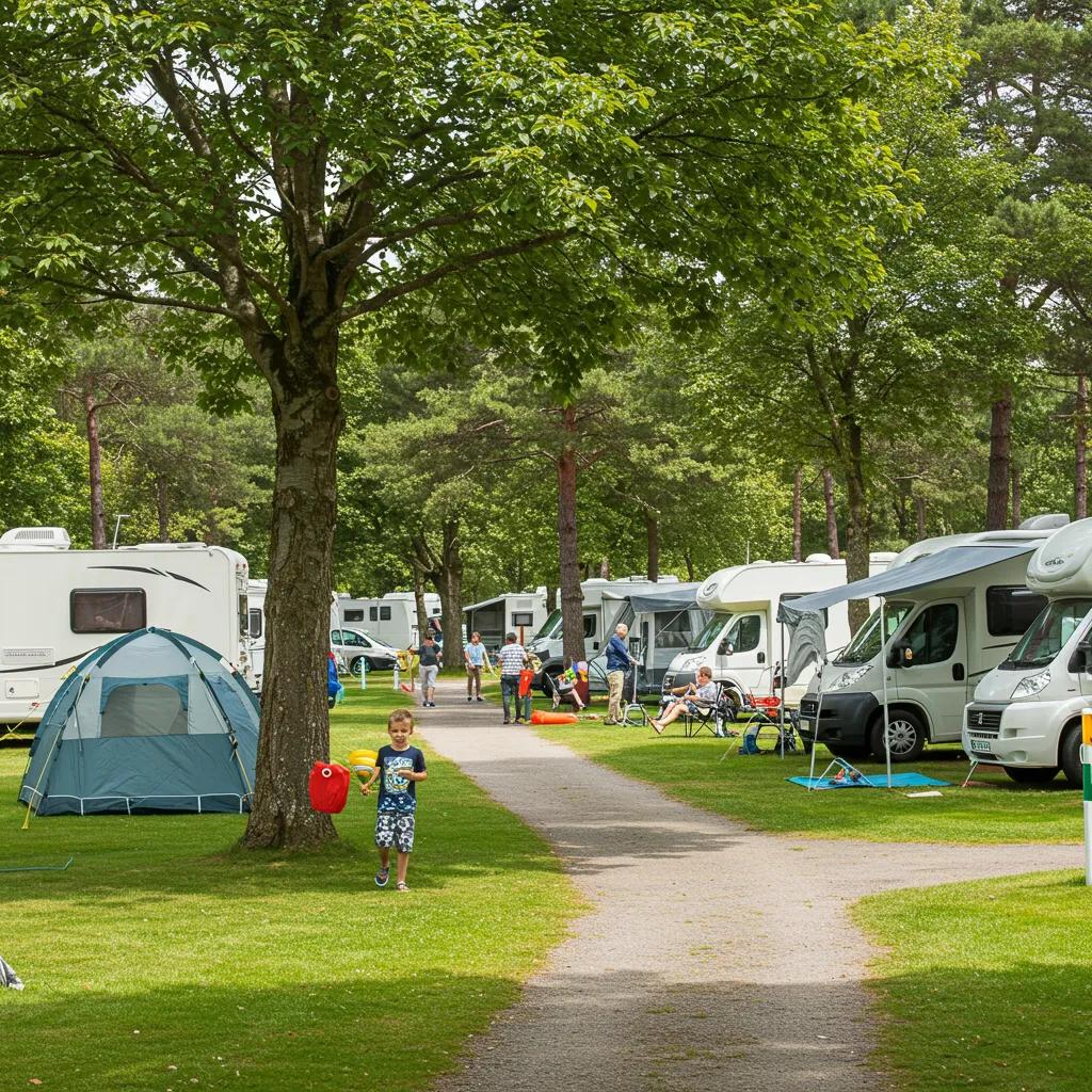 Scenic campground with families enjoying outdoor activities, highlighting the appeal of campground investments
