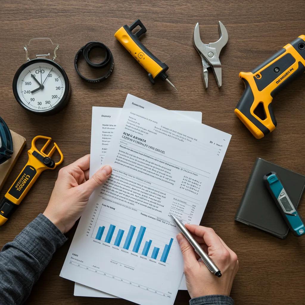 Seller preparing campground for sale by organizing documents and making repairs