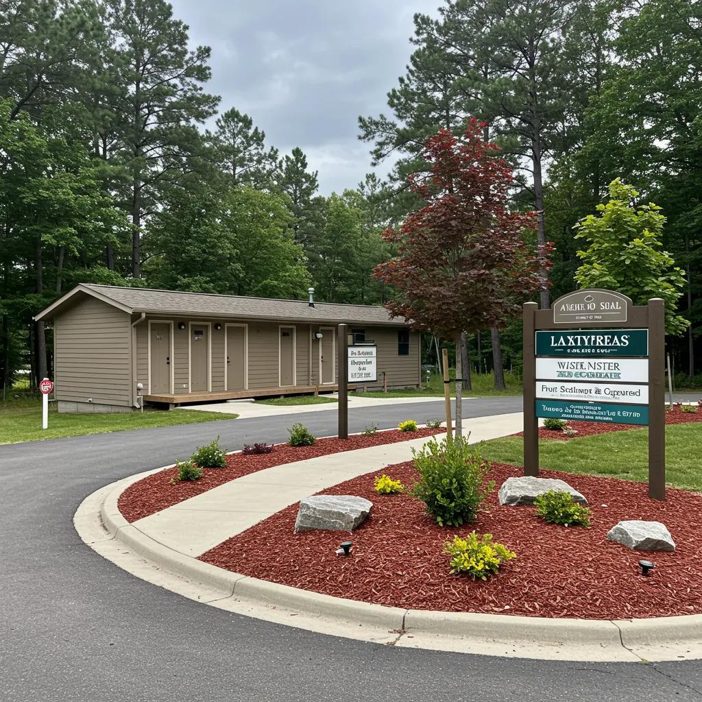 An upgraded RV resort featuring modern amenities and attractive landscaping