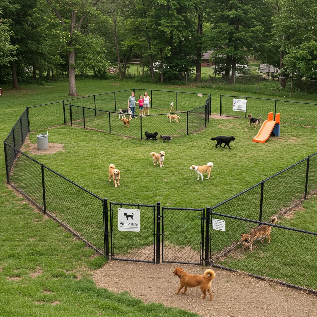Walnut Hills dog park with secure fencing and dogs playing off-leash