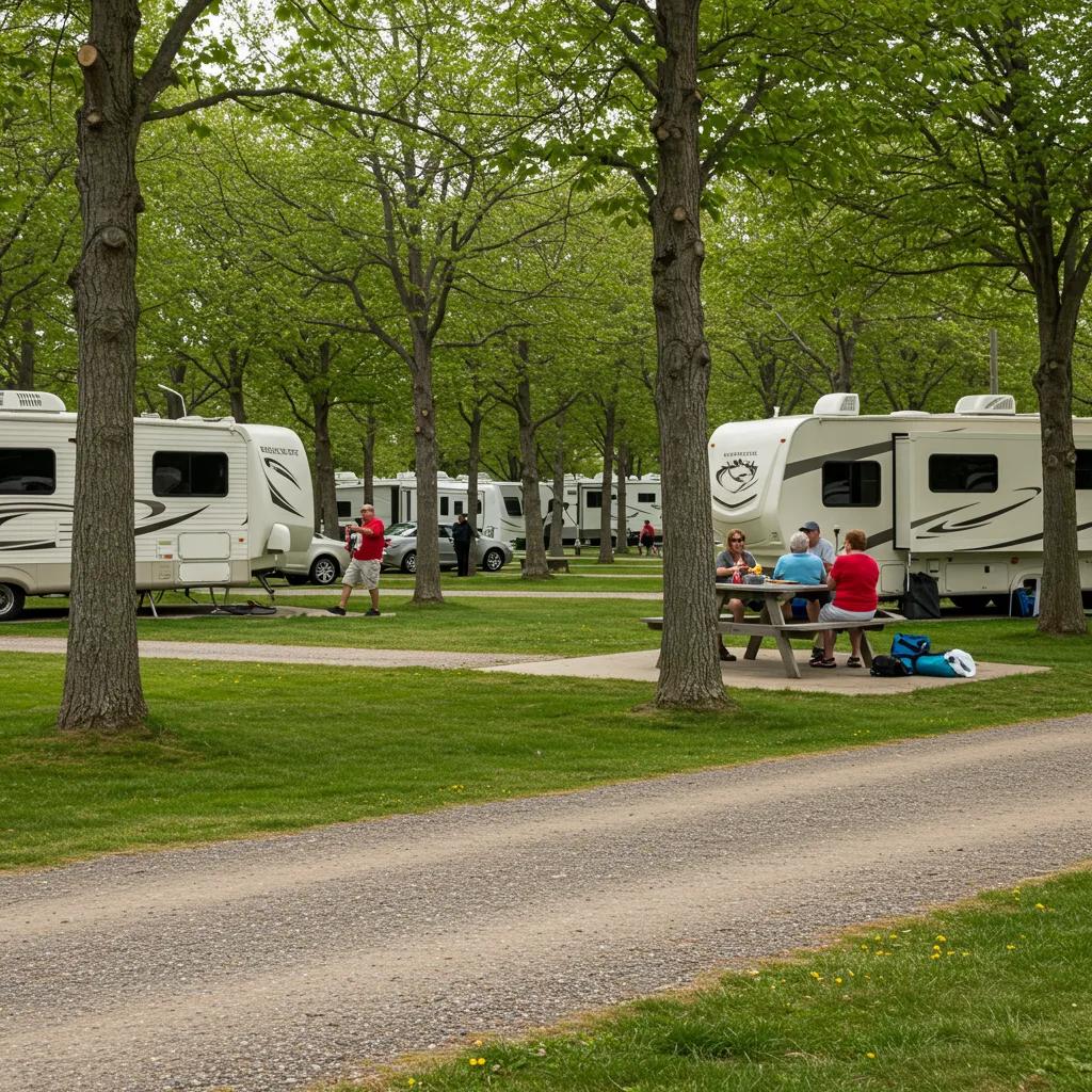 A beautifully maintained campground with happy guests enjoying amenities, illustrating the value of social media in showcasing operational strength.