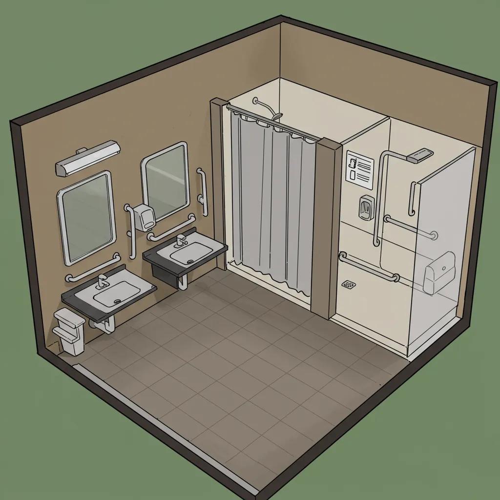 ADA-compliant restrooms and showers at Walnut Hills Family Campground, showcasing accessible features for comfort and convenience