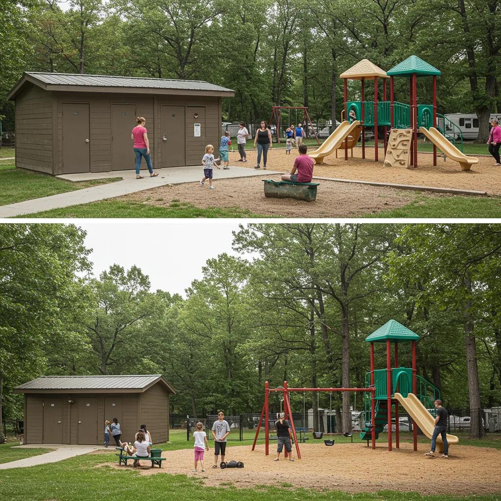 Amenities at Walnut Hills Campground, showcasing family-friendly facilities and accessibility