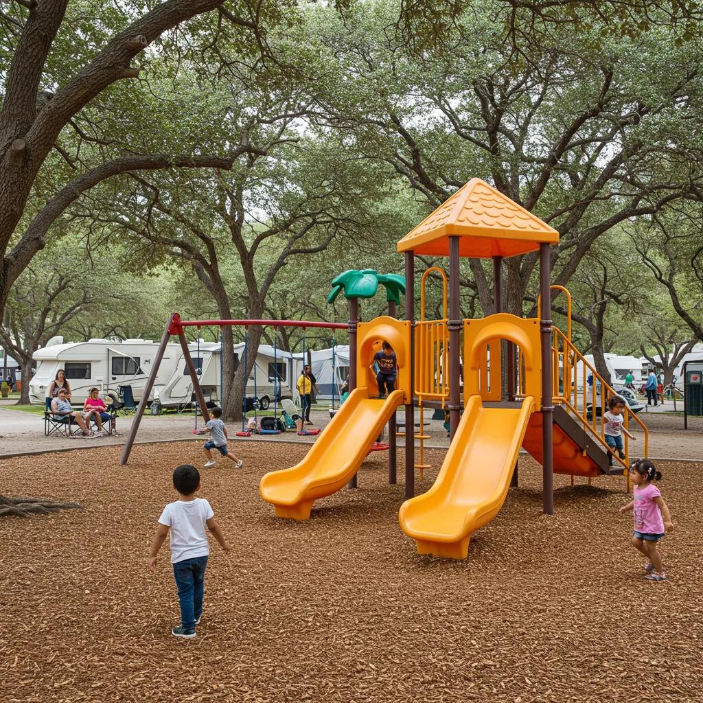 Children enjoying a playground at a family-friendly campground near I-80 Ohio
