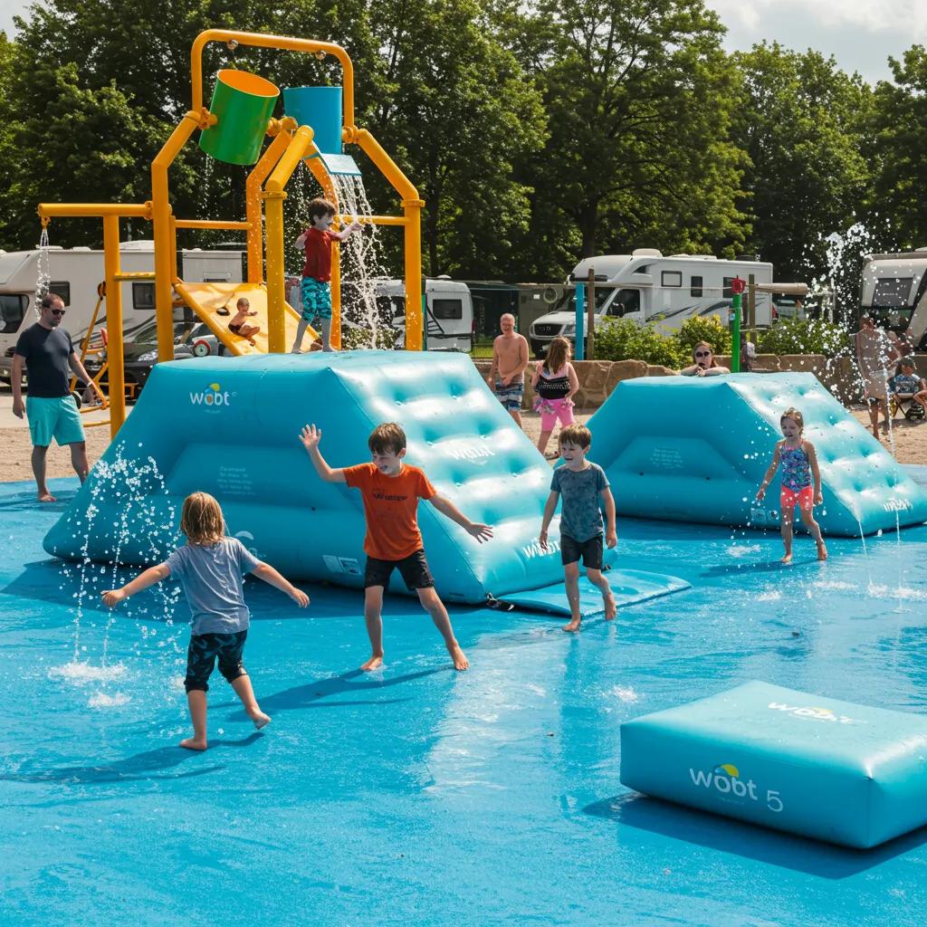 Children enjoying a water park at Walnut Hills Family Campground, highlighting family-friendly attractions