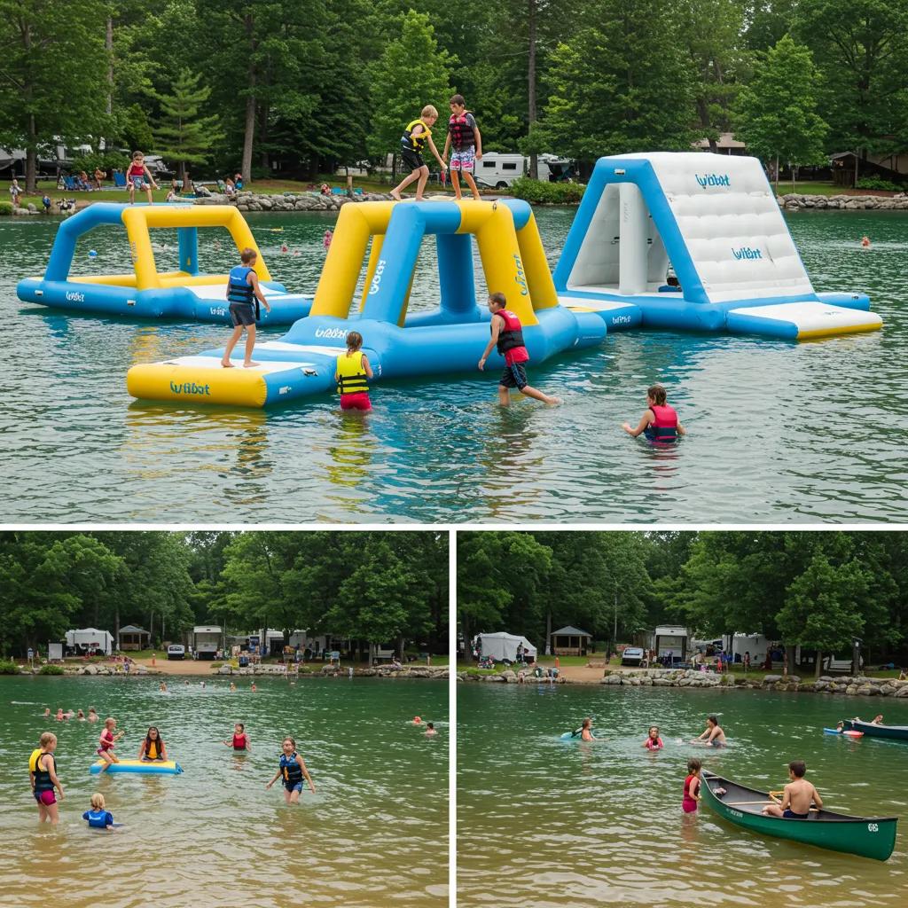 Children participating in water activities at a family-friendly campground