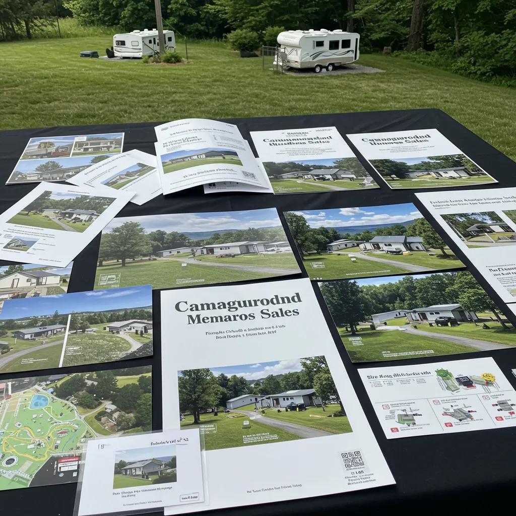 Collection of marketing materials for campground sales, emphasizing the importance of professional presentation in real estate