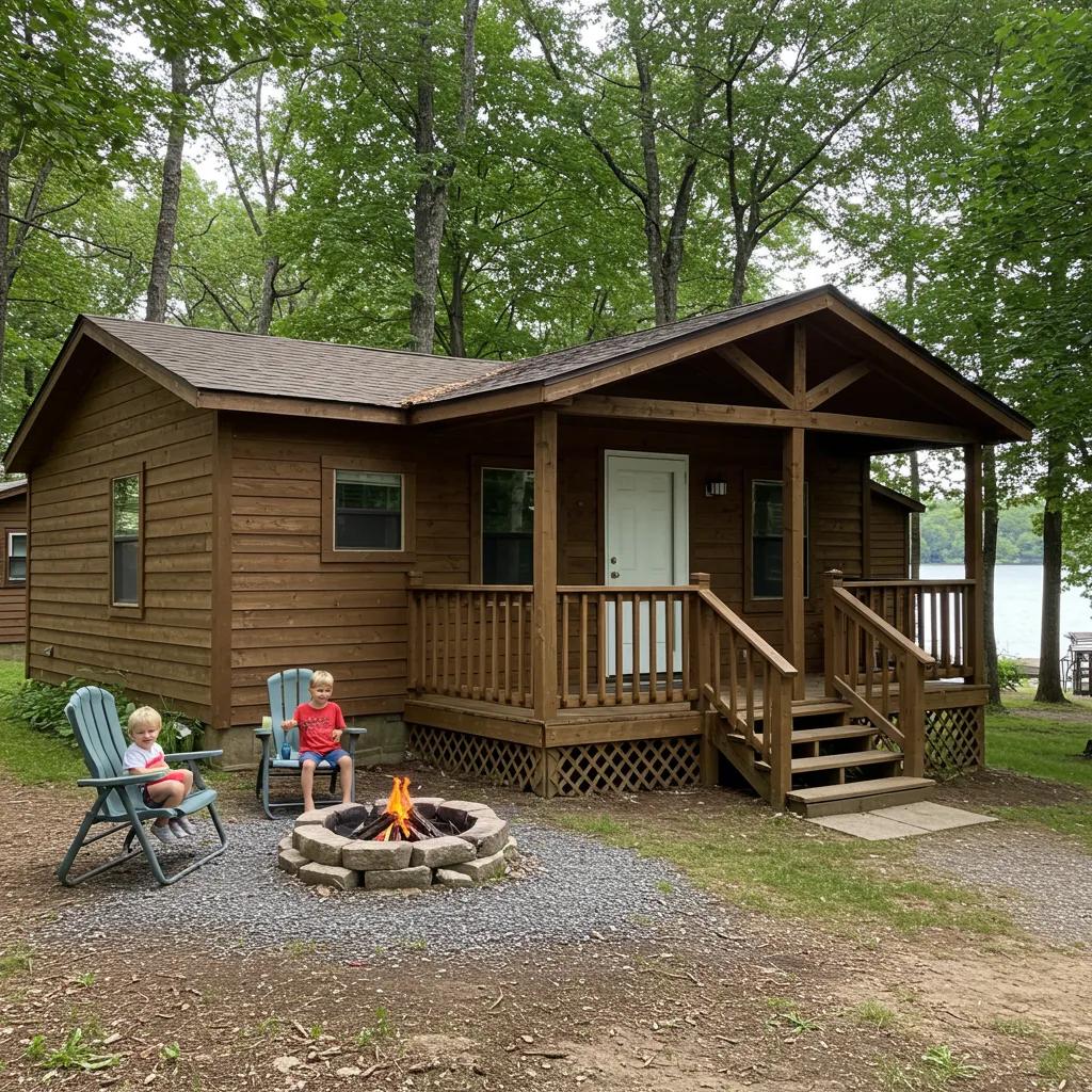 Cozy campground cabin in Michigan surrounded by nature, ideal for family getaways