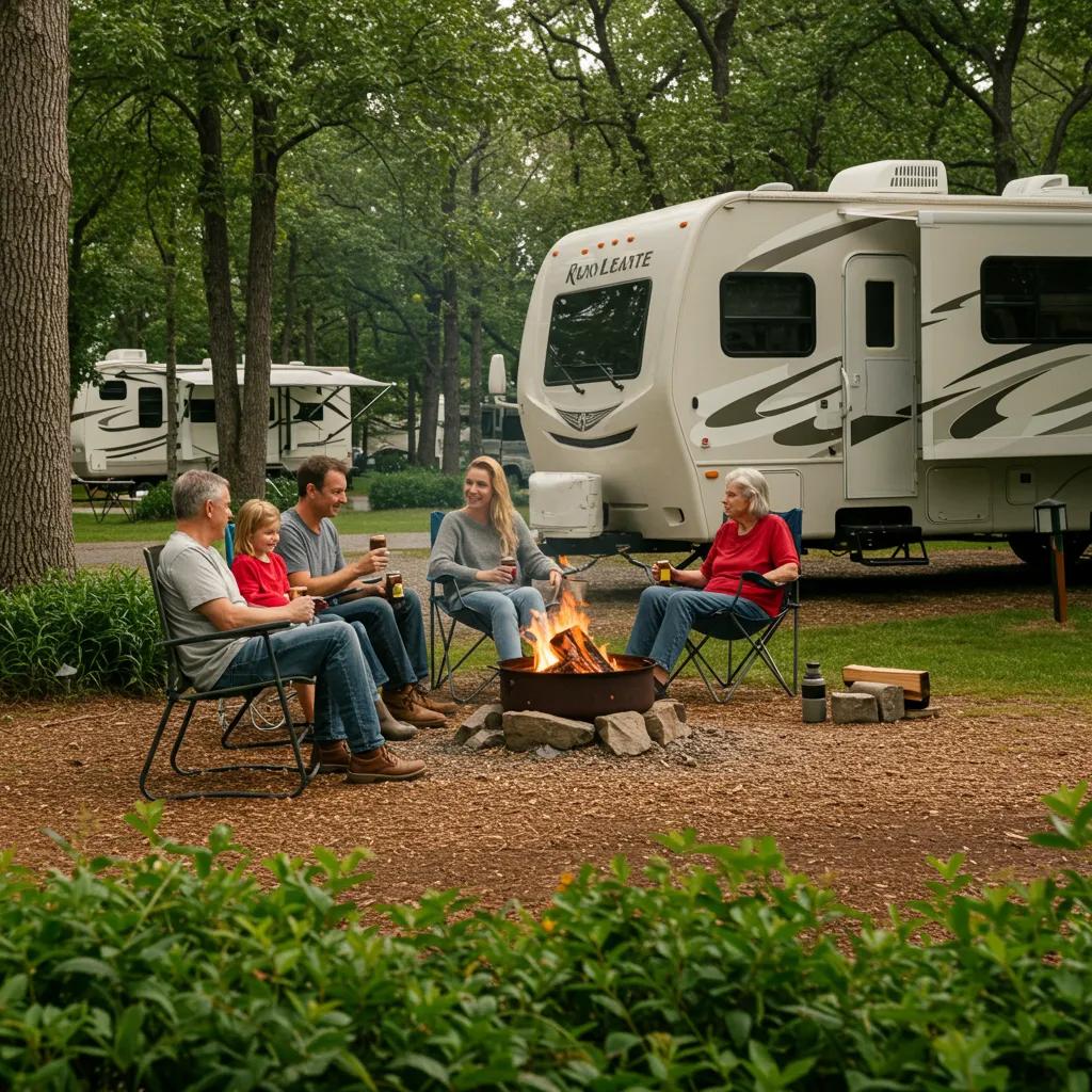 Cozy campground scene with family enjoying outdoors, highlighting the essence of campground ownership