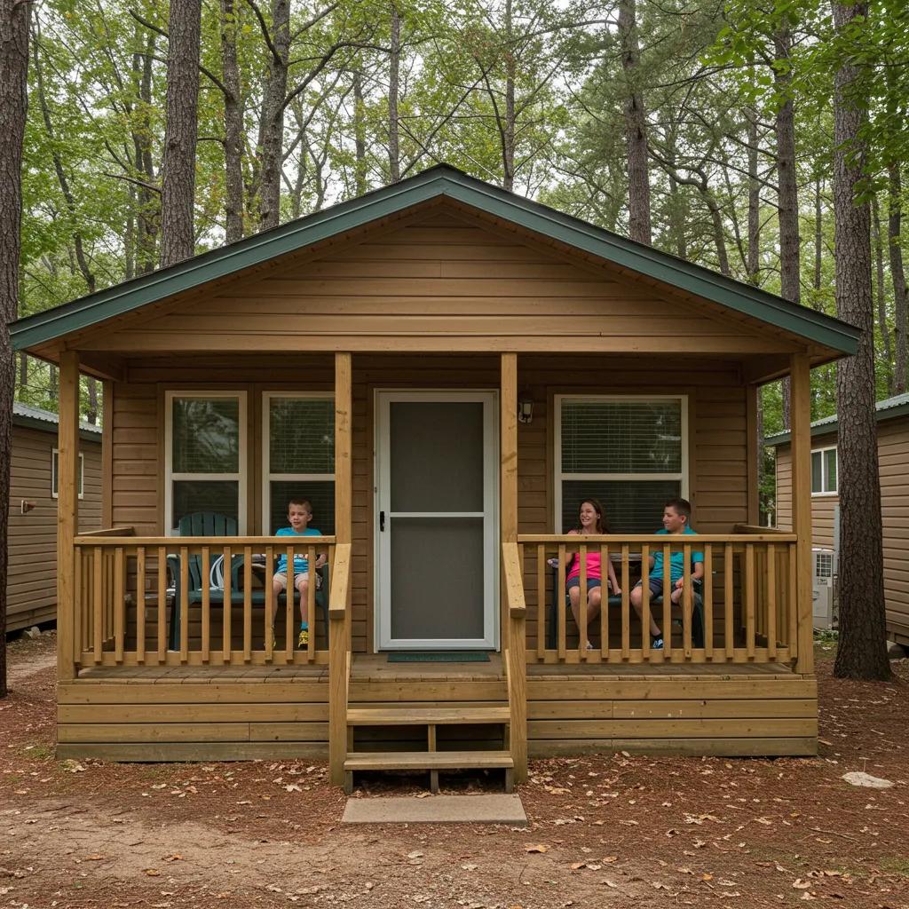 Family cabin at a campground, ideal for family accommodations