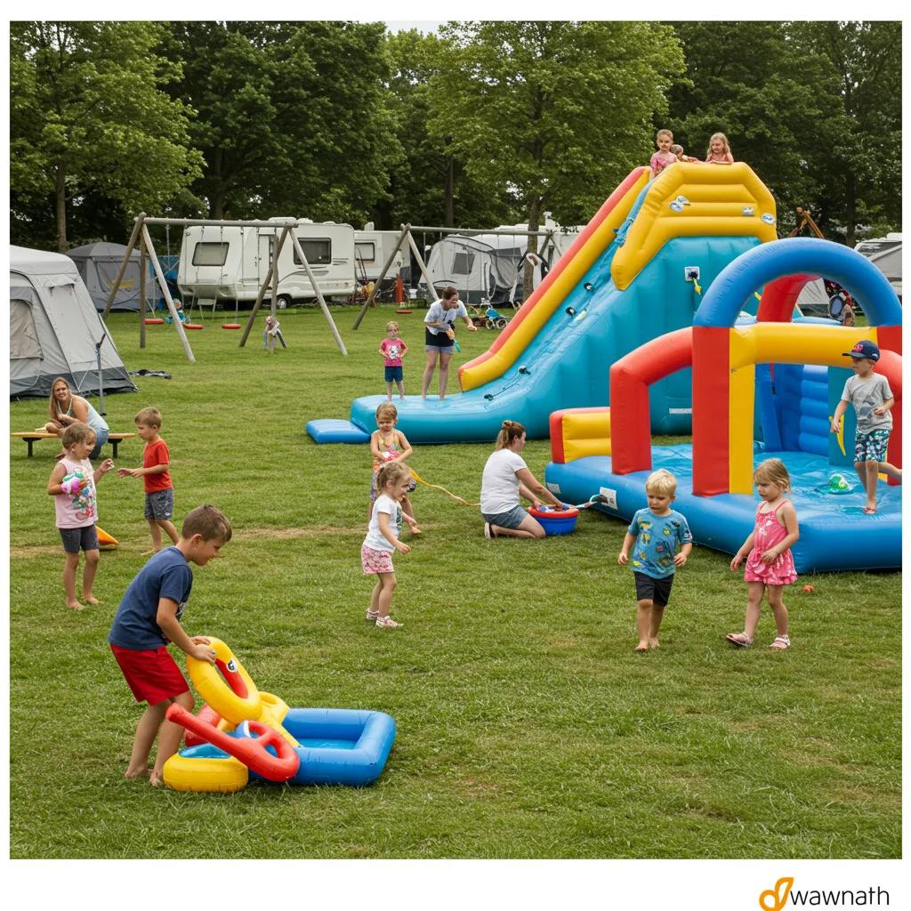 Family-friendly campground amenities including playground and water park