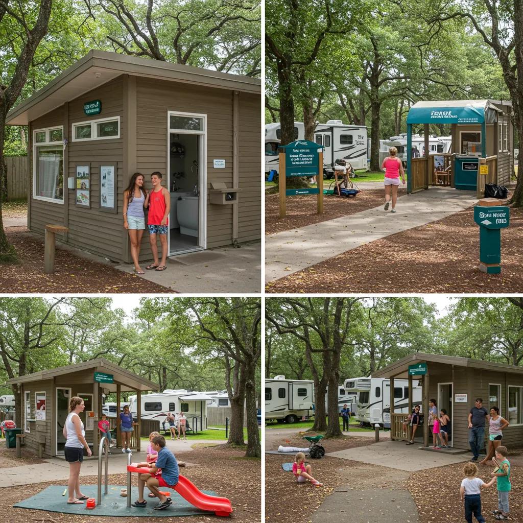 Guests enjoying modern amenities at a well-equipped campground