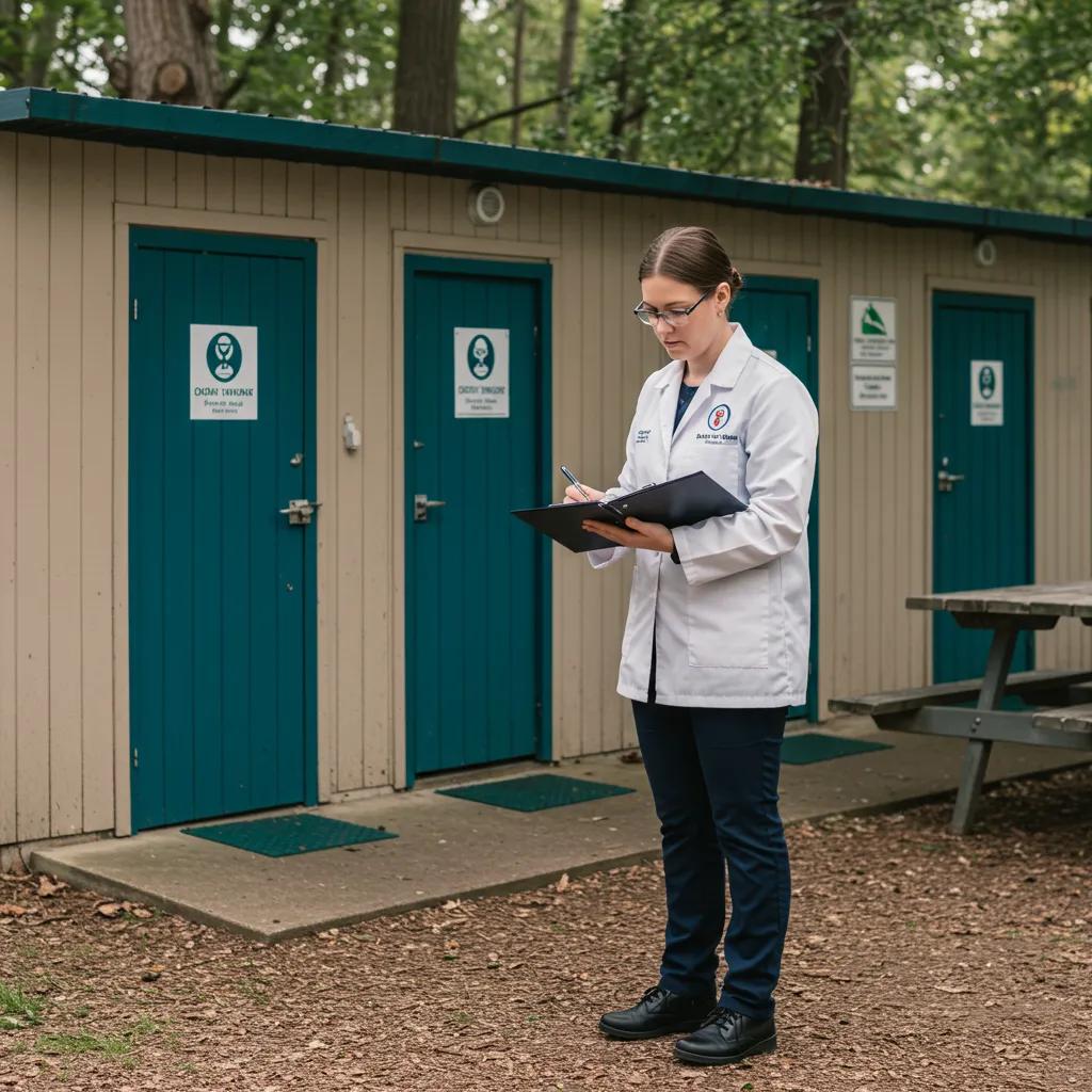 Health inspector evaluating cleanliness and safety at an Ohio campground