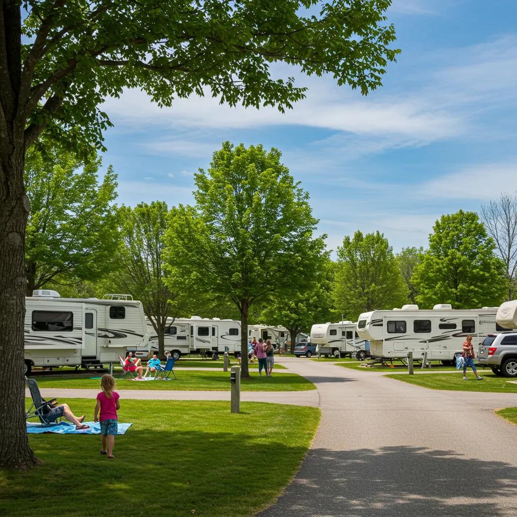 Inviting campground scene with families enjoying outdoor activities, emphasizing the importance of campground real estate agents