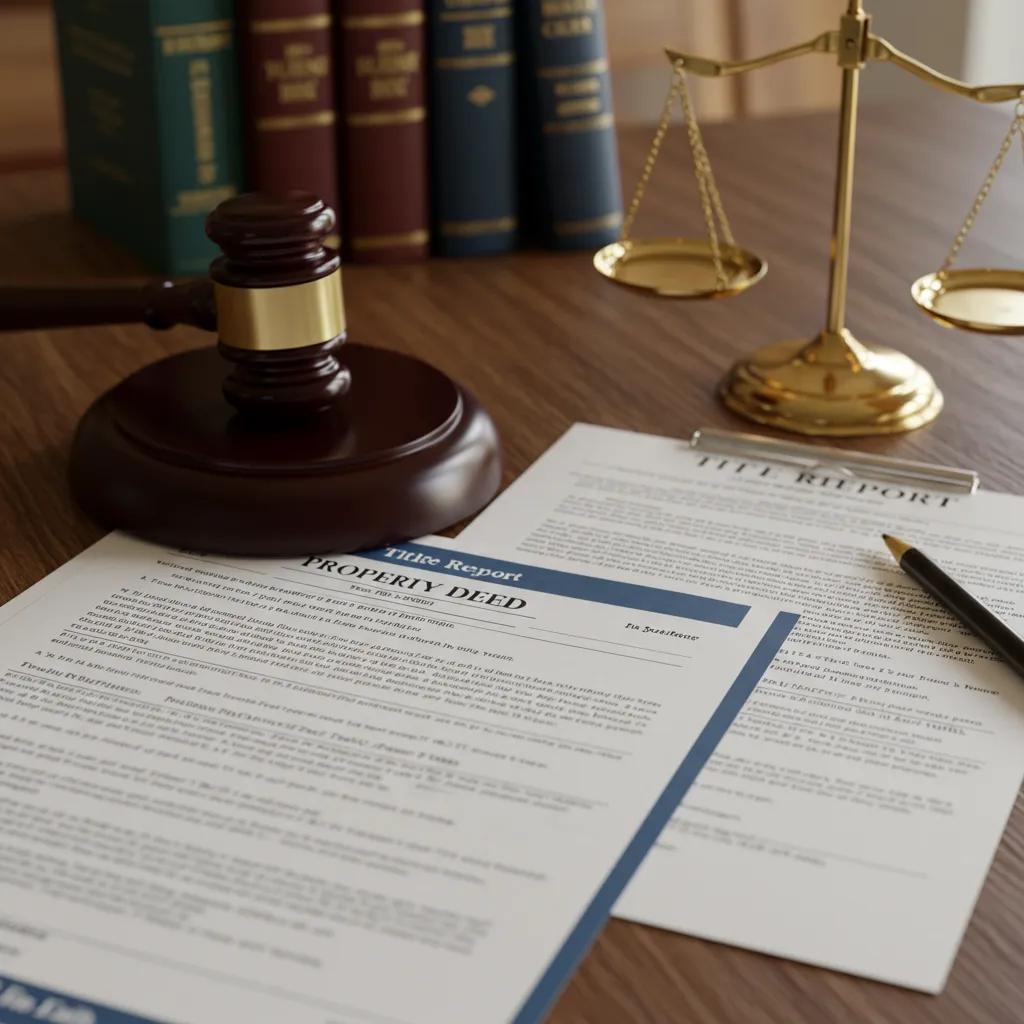 Legal documents including property deed and title report essential for selling RV parks