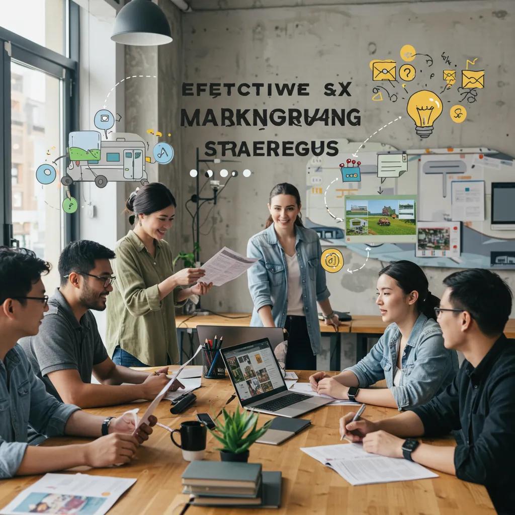 Marketing team brainstorming strategies for campground sales