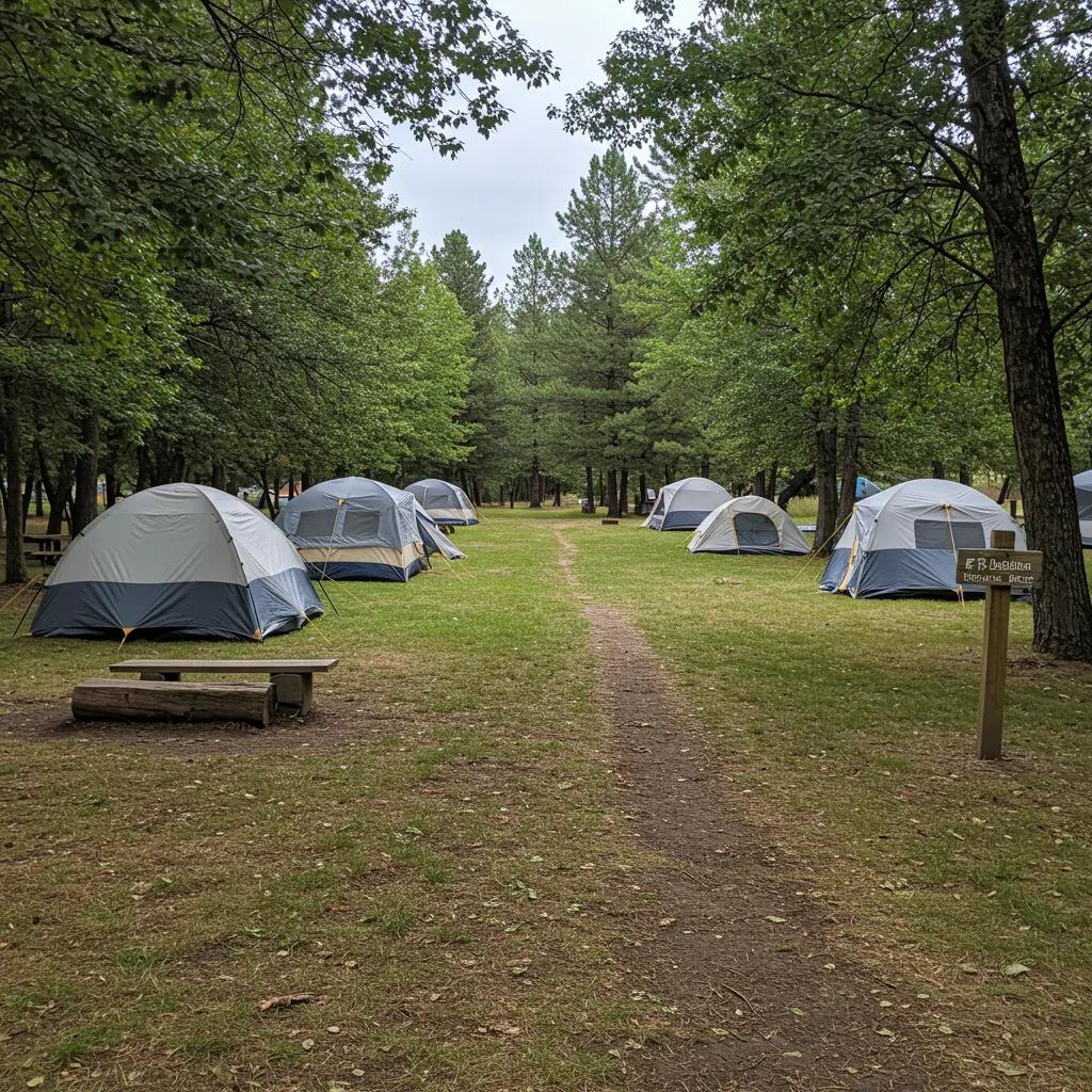 Primitive tent sites in a public campground emphasizing natural beauty and solitude