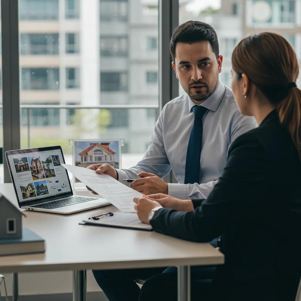 Real estate agent discussing track record with a client, highlighting the importance of transparency in agent selection