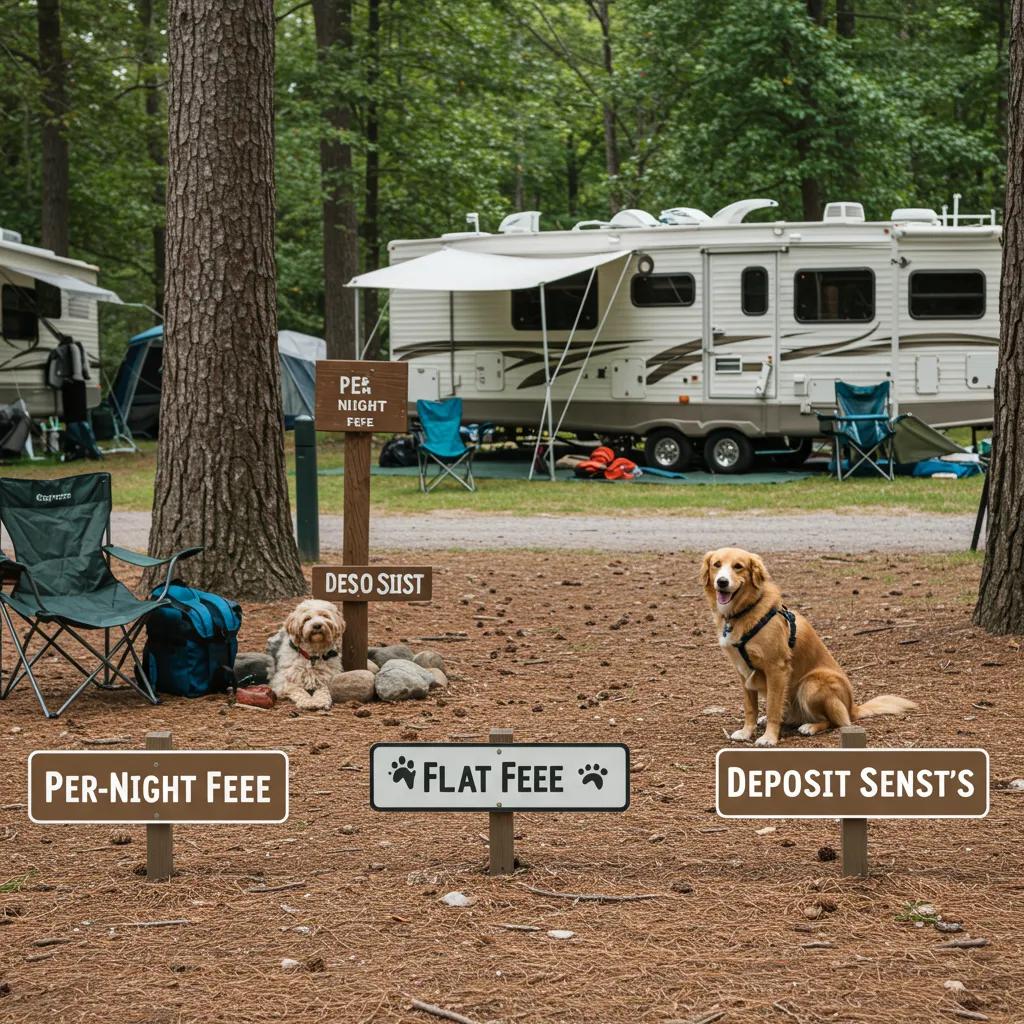 Visual representation of common pet fees at campgrounds, illustrating fee types and their impact on camping costs