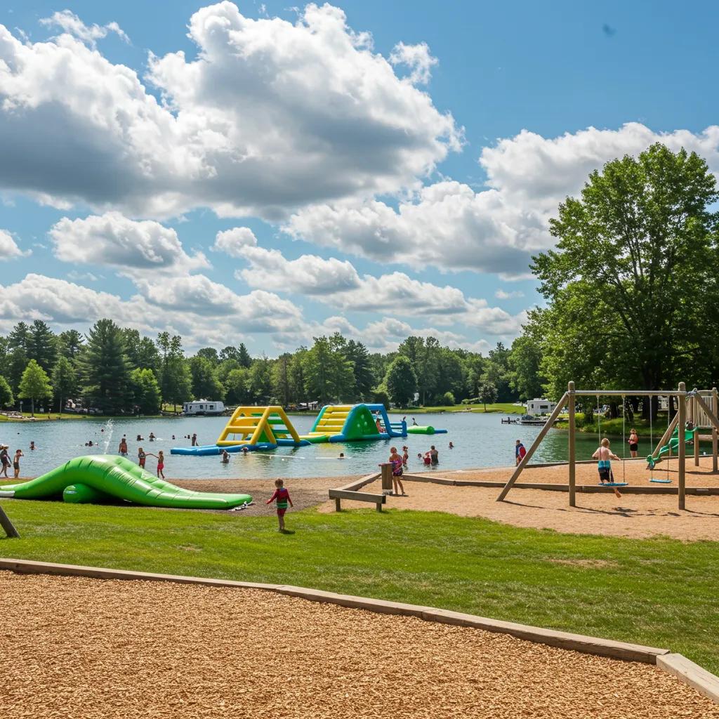 Walnut Hills Family Campground featuring water park and playground for families