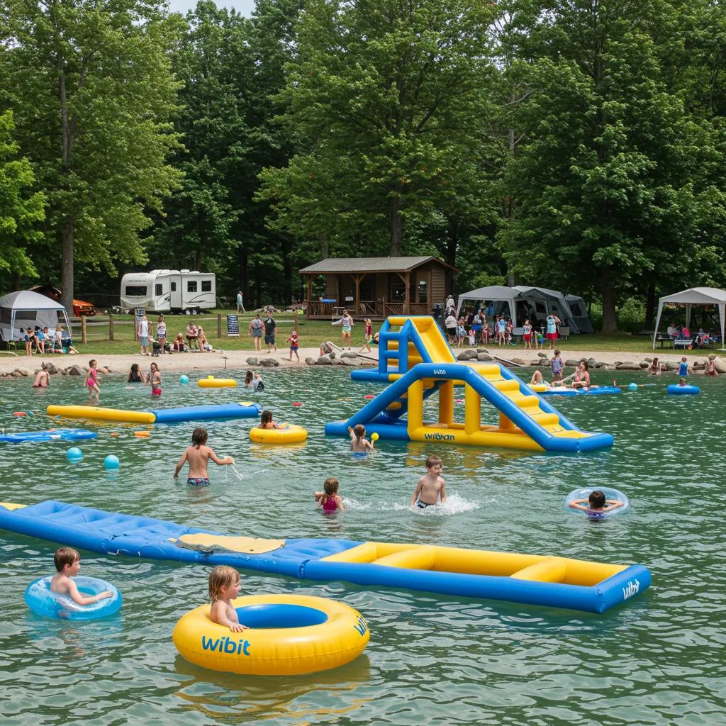 Walnut Hills Family Campground showcasing its water park, swimming lake, and family-friendly activities