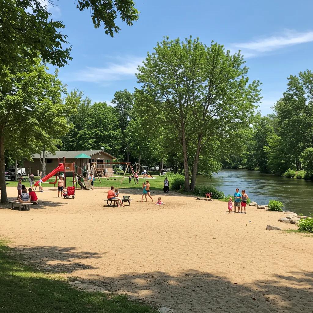 Walnut Hills Family Campground with beach and playground, ideal for family fishing trips
