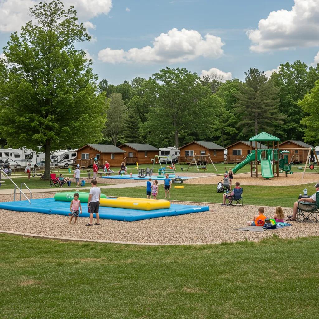 Walnut Hills Family Campground with families enjoying amenities and Wi-Fi access