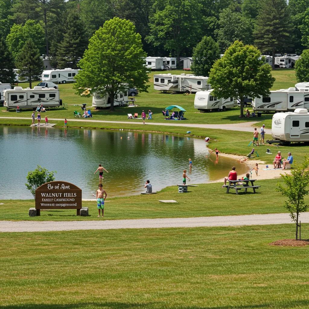 Walnut Hills Family Campground with families enjoying diverse landscapes
