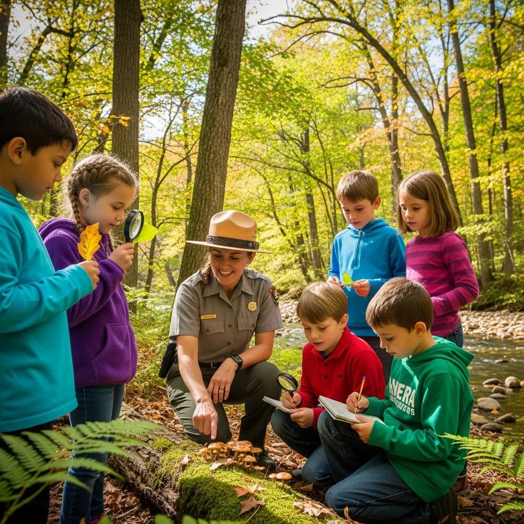 Children participating in a hands-on nature program at a state park