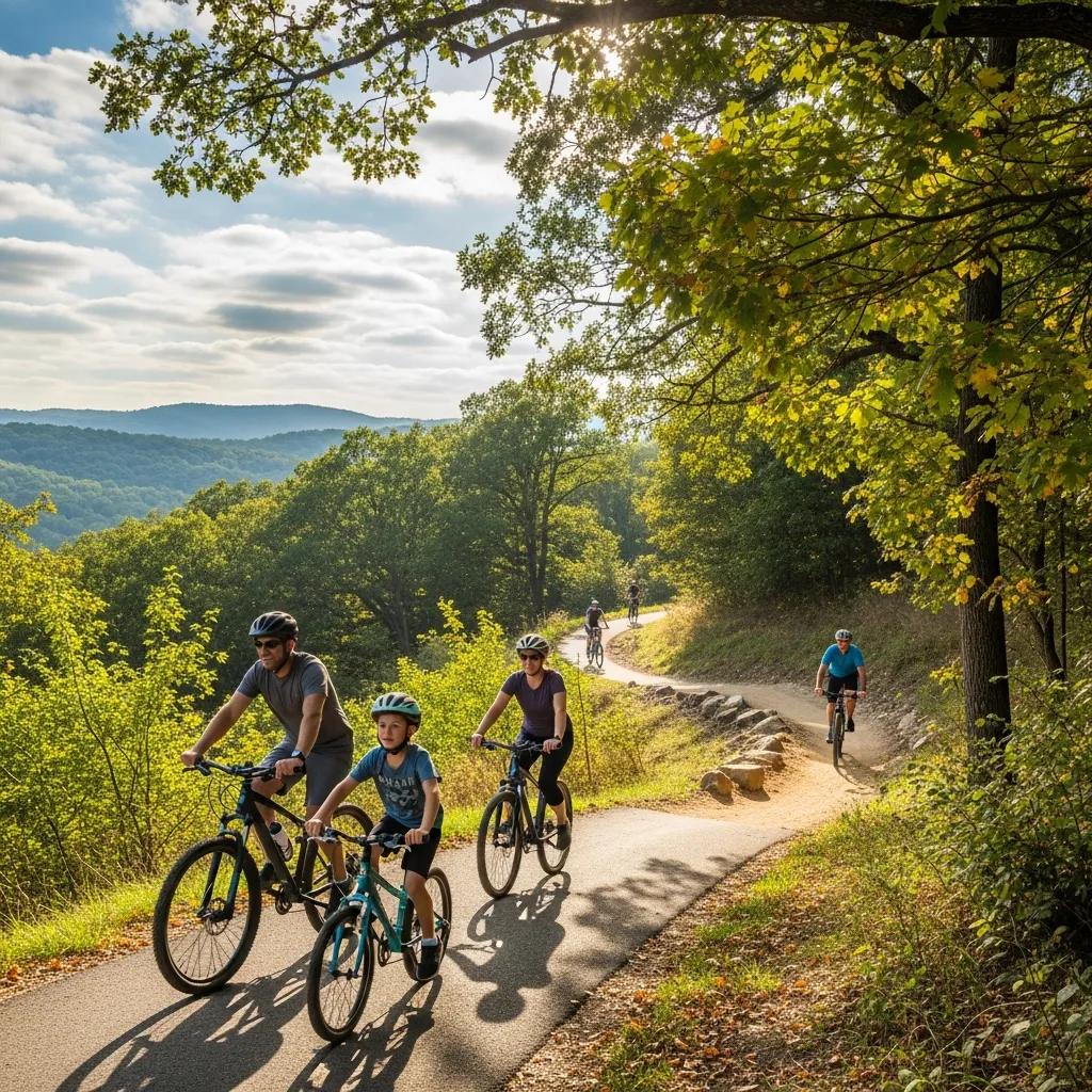 Cyclists on varied trails in Waterloo State Recreation Area — family-friendly outdoor activities