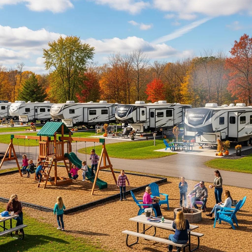 Families taking part in campground community activities at a seasonal Michigan campground