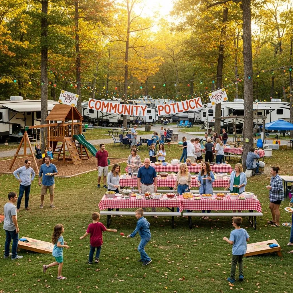 Families enjoying community events and activities at a seasonal campground