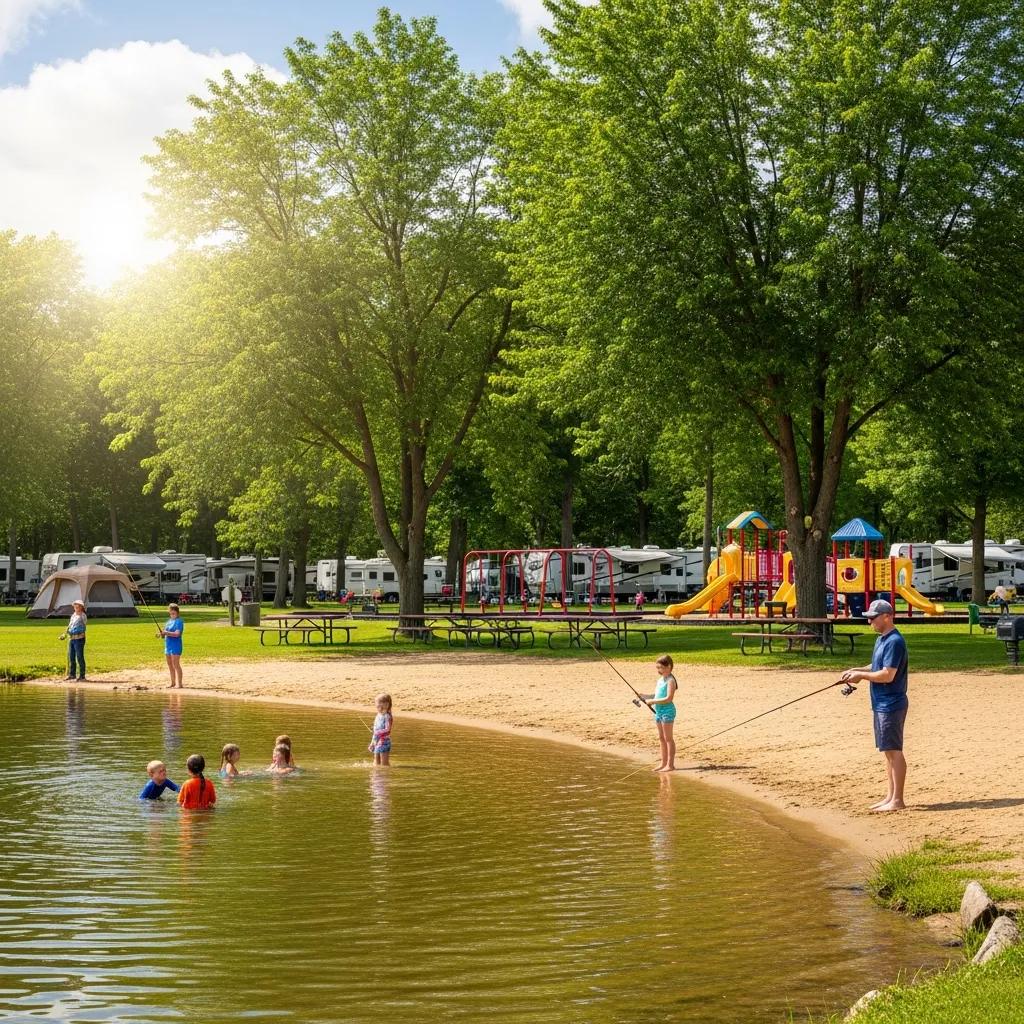 Campground near Ann Arbor with beach and fishing amenities