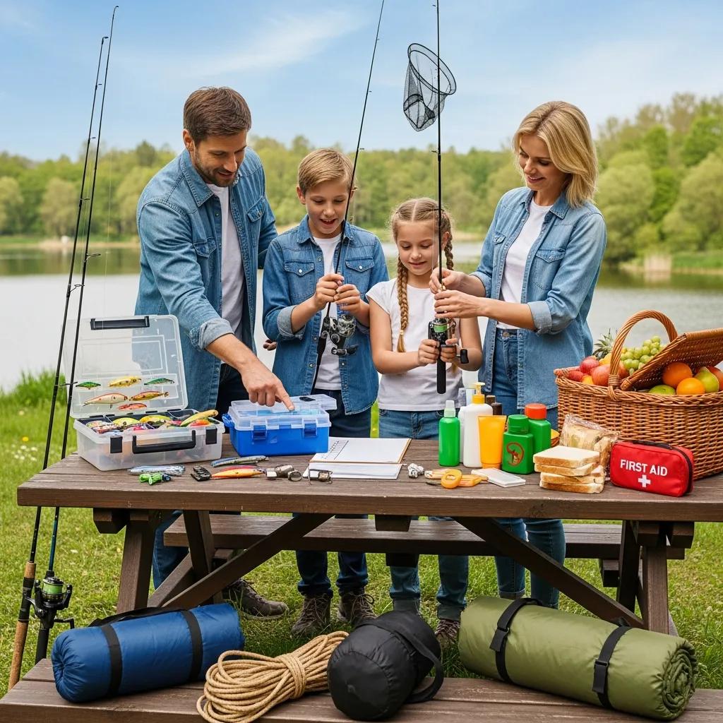 Family packing fishing gear and supplies—simple planning for an outdoor adventure