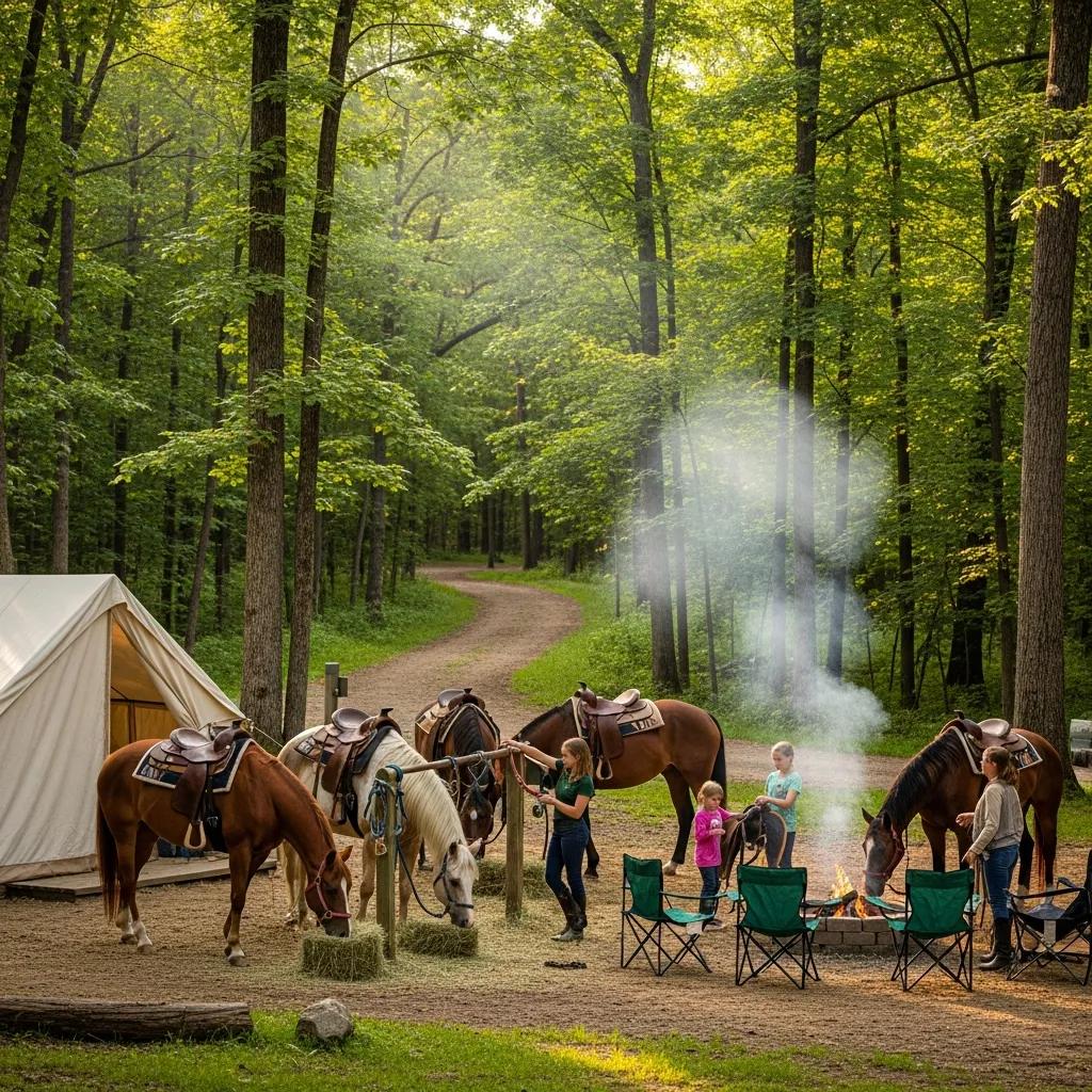 Michigan campsite for horse lovers with family-friendly amenities and equestrian trails