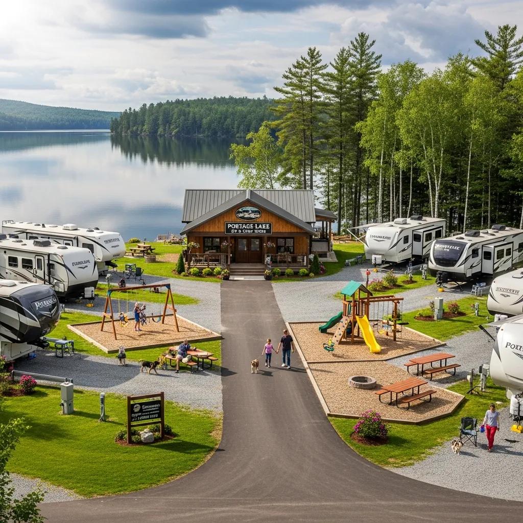 RV park near Portage Lake — sites with hookups and recreation areas