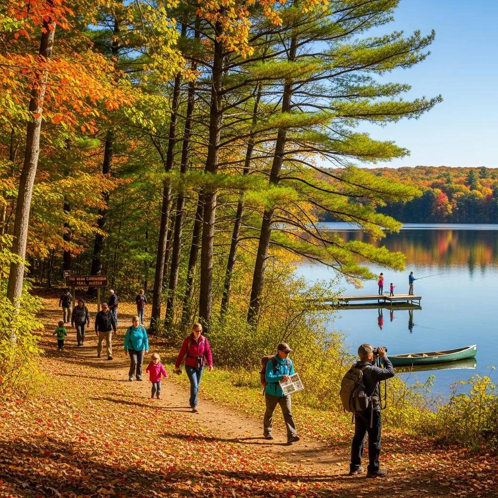 Families hiking and enjoying nature at Waterloo State Recreation Area