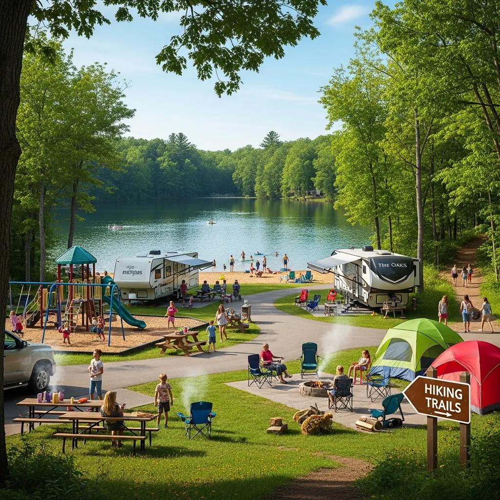 The Oaks Campground in Munith — family-friendly site with trails and nearby state park access