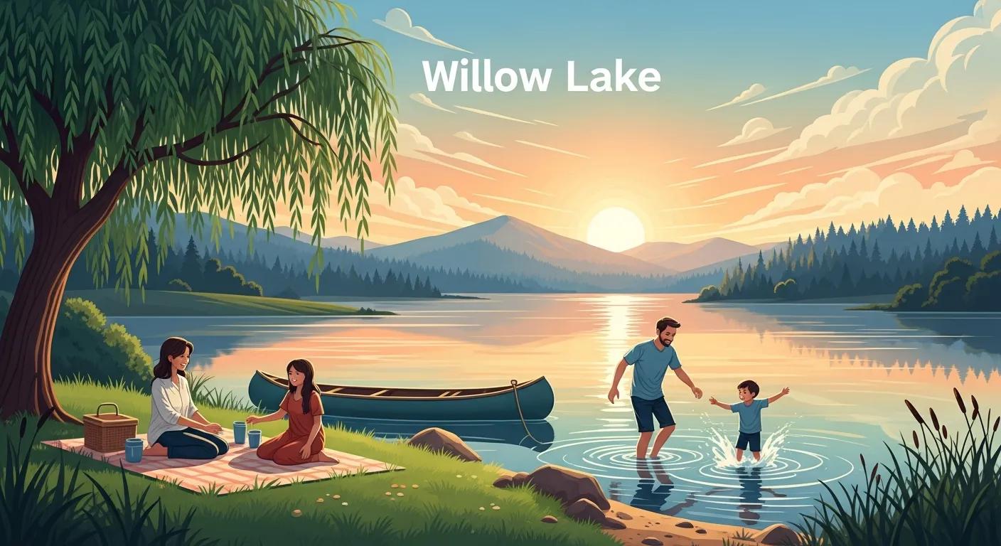Families enjoying activities at Willow Lake campground