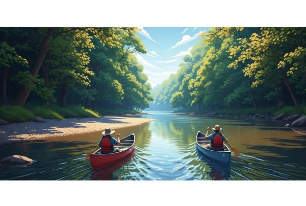 Family canoeing on the Rifle River