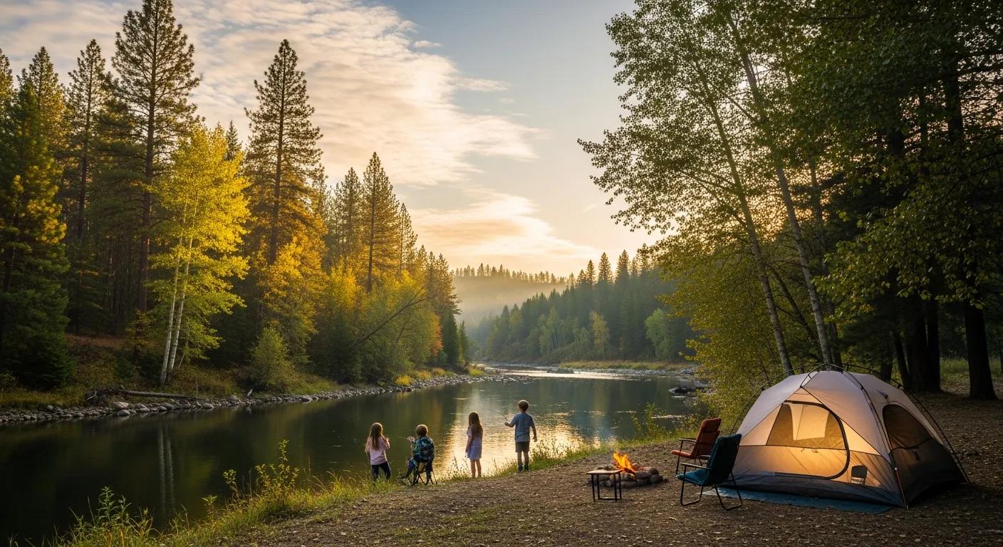 Families enjoying camping at Rifle River