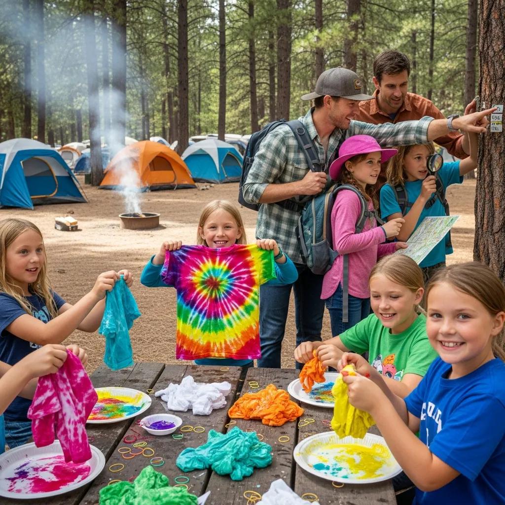 Kids taking part in crafts and outdoor games at Ridge Ranch