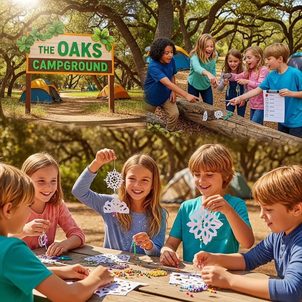 Kids taking part in organized activities at The Oaks Campground