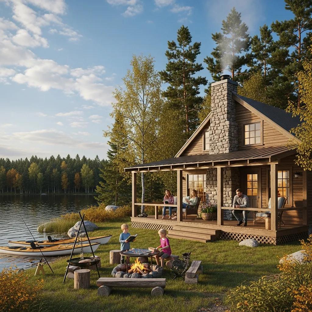 Cozy family cabin at Woodside Lake Park set among the trees