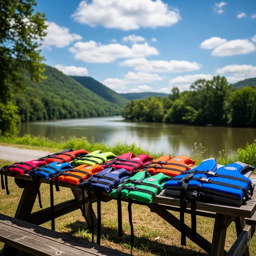 Range of life jacket sizes available for river activities at Walnut Hills